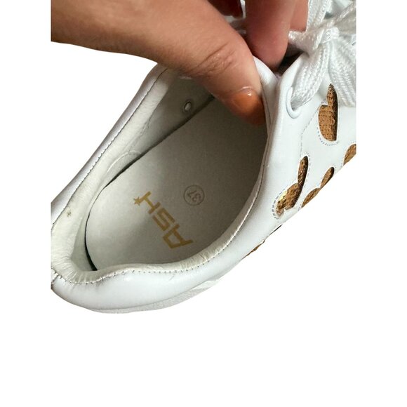 ASH Sequin Heart Print White Leather Sneakers Size 37 / US 6.5 -7 - Picture 3 of 10